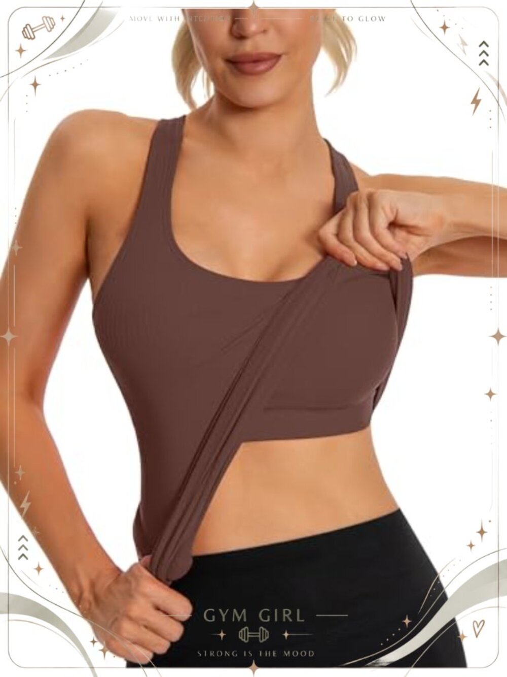 Seamless Racerback Workout Tank Top with Built in Bra Removable Pads